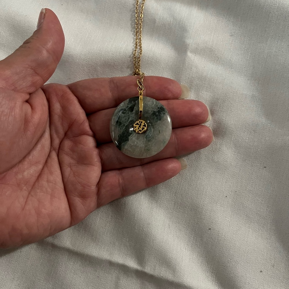Gold plated and jade like Pendant Necklace